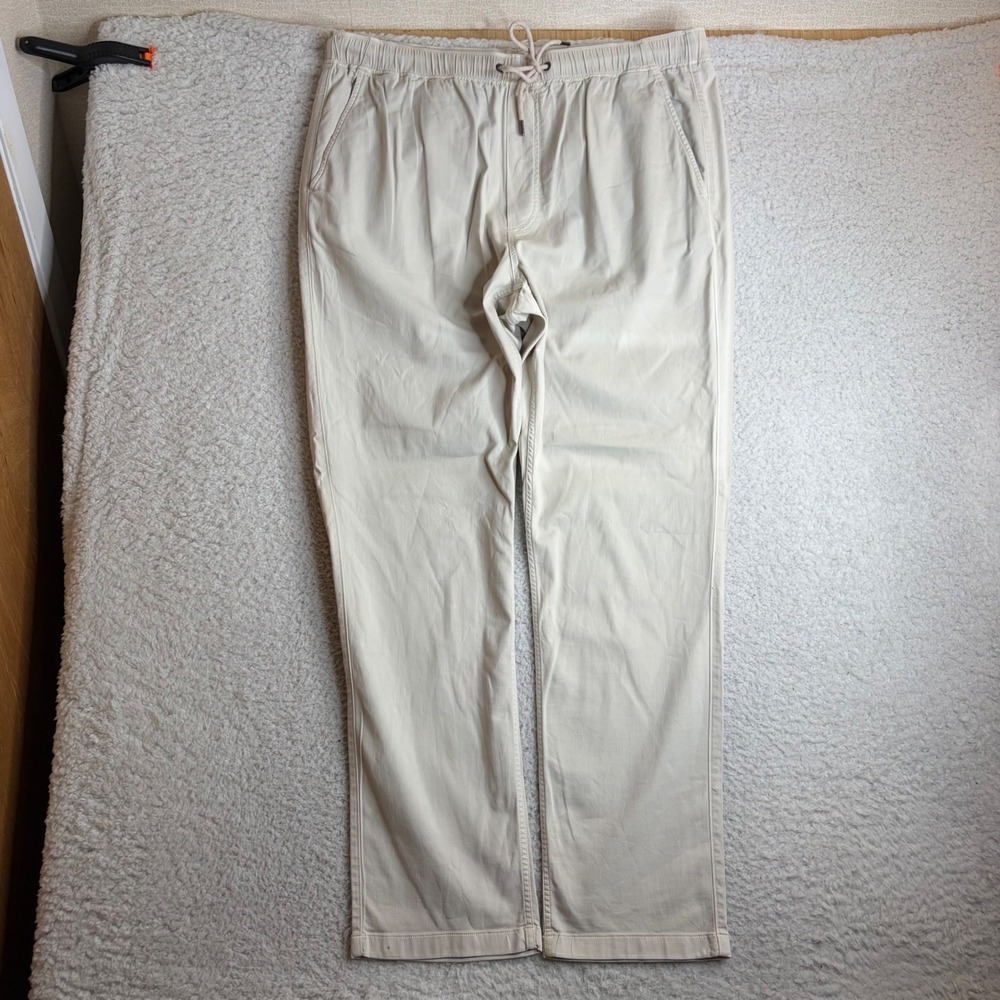Faherty Brand Arlie Day Pants Mens XXL Birch Beige Linen Blend MBS2419-BIR